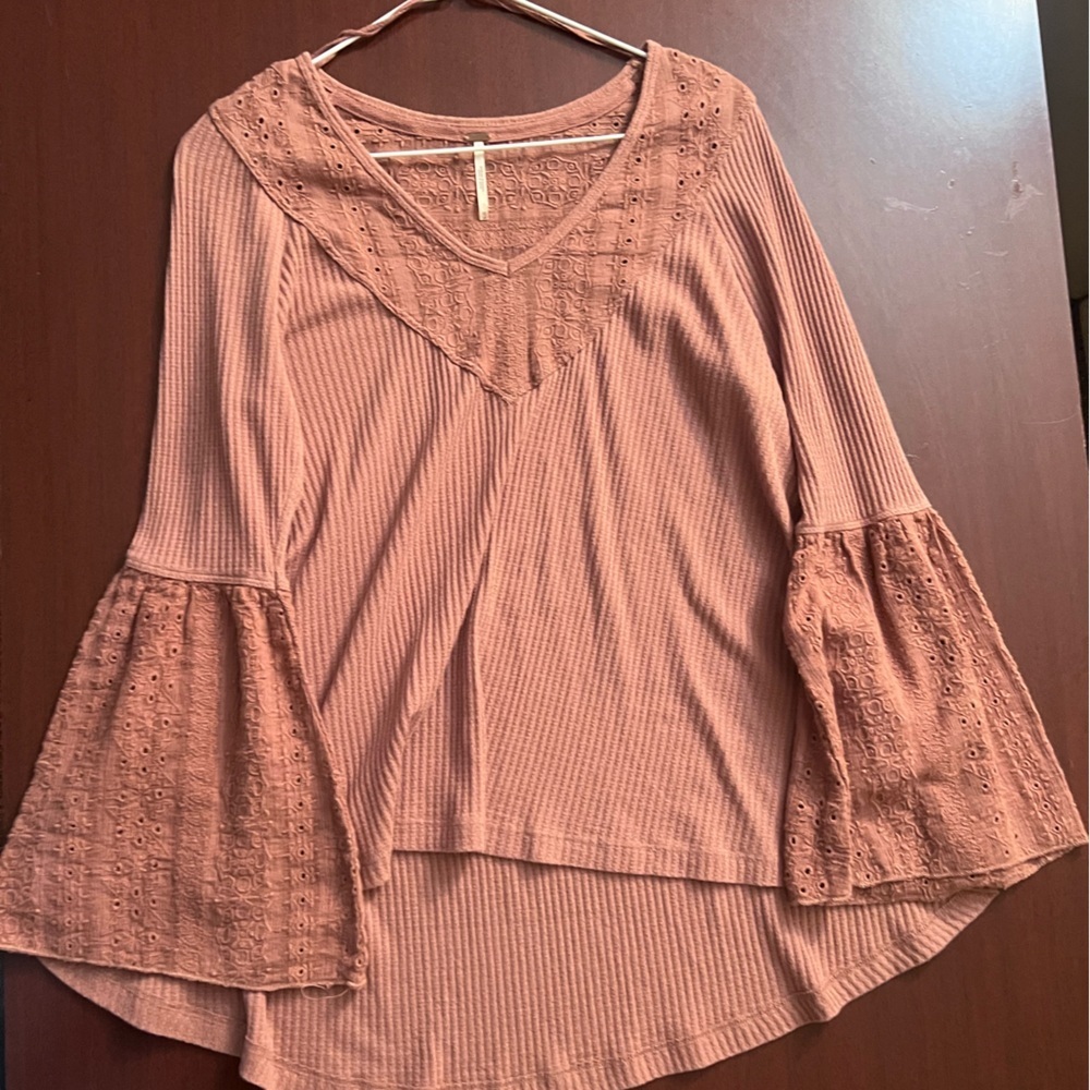 Free People Bell Sleeve Blouse in Dusty Rose - Picture 2 of 4